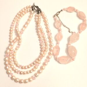Set of Pink Beaded Choker Necklaces